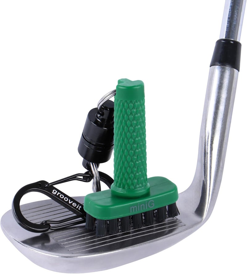 Grooveit Green Mini Golf Brush The MiniG 'Dry Scrubber' Features A Detachable Magnet, Heavy-Duty Nylon Bristles, and 3-Yr Warranty - Used On All Professional Golf Tours - Golf Accessory of 2023 - Image 1